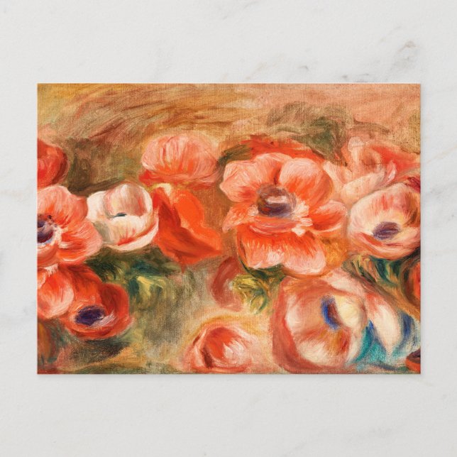 Cartes Pour Fêtes Annuelles Anémones par Renoir Peinture Impressionniste (Devant)