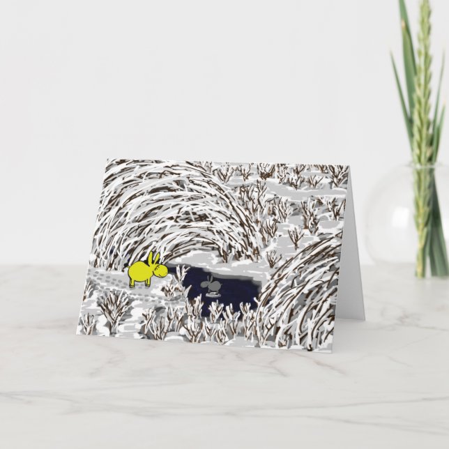 Cartes Pour Fêtes Annuelles ânes dans la neige (Devant)