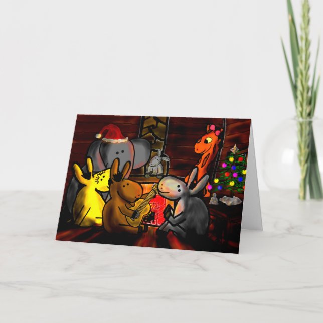 Cartes Pour Fêtes Annuelles ânes, girafe, éléphant fêtent les fêtes (Devant)