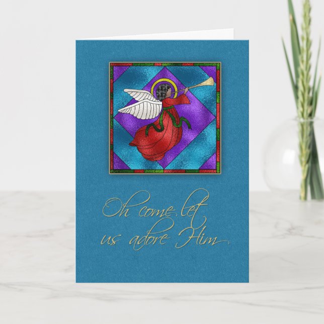 Cartes Pour Fêtes Annuelles Ange à peau foncée, Noël religieux (Devant)