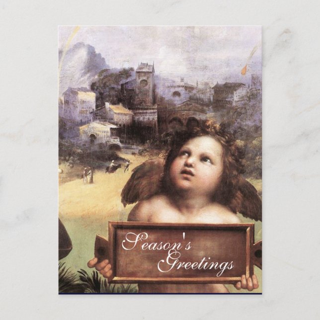 Cartes Pour Fêtes Annuelles ANGE, Aiguille, Sapphire Bleu, Parchemin (Devant)