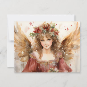 Cartes Pour Fêtes Annuelles Ange aux fleurs Noël