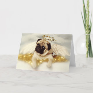 Cartes Pour Fêtes Annuelles Ange de chien de carlin