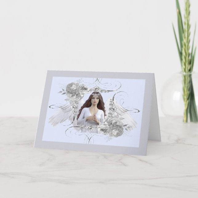 Cartes Pour Fêtes Annuelles Ange de Noël avec ailes et encadrement (Devant)