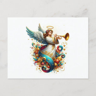Cartes Pour Fêtes Annuelles Ange de Noël avec corne