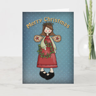 Cartes Pour Fêtes Annuelles Ange de Noël avec couronne