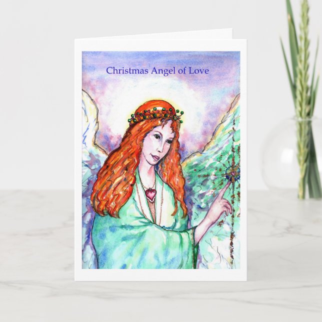 Cartes Pour Fêtes Annuelles Ange de Noël de l'amour (Devant)