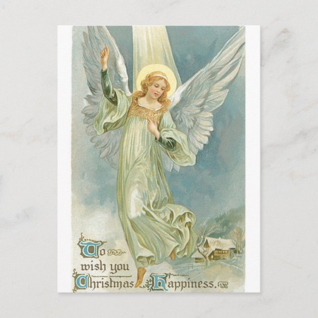 Cartes Pour Fêtes Annuelles Ange de Noël Vintage (Devant)