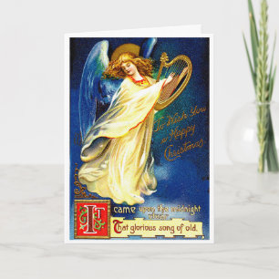 Cartes Pour Fêtes Annuelles Ange de Noël Vintage à la harpe