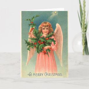 Cartes Pour Fêtes Annuelles Ange de Noël Vintage Apporte Des Bénédictions,