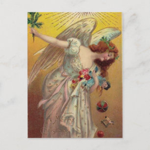 Cartes Pour Fêtes Annuelles Ange de Noël Vintage Avec Poupée