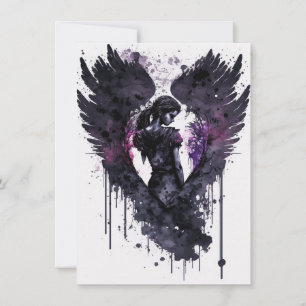 Cartes Pour Fêtes Annuelles Ange foncé Valentine avec ailes foncées