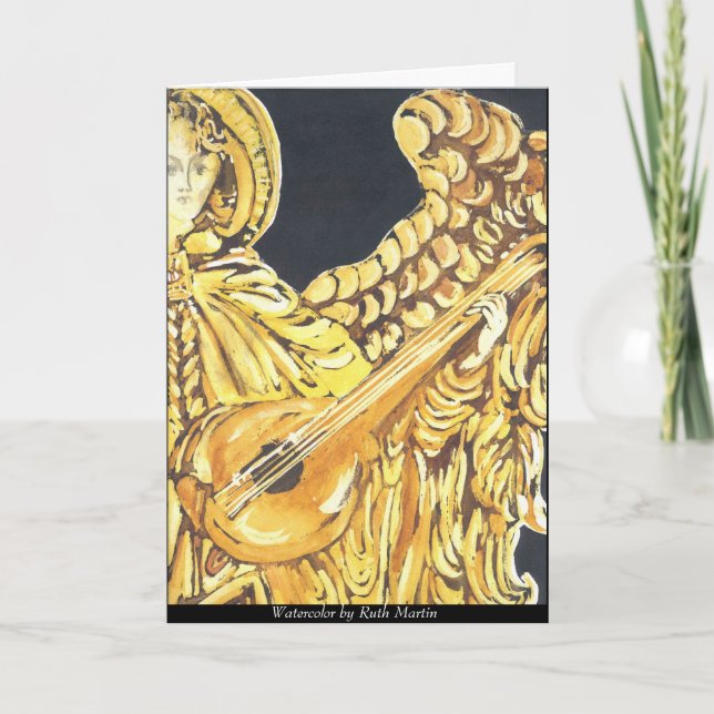 Cartes Pour Fêtes Annuelles Ange musical de Noël (Devant)