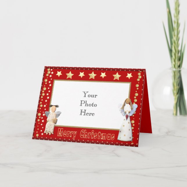 Cartes Pour Fêtes Annuelles Ange Photo Noël (Devant)