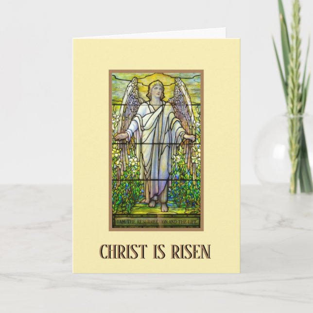 Cartes Pour Fêtes Annuelles Ange religieux en verre souillé de bénédictions de (Devant)