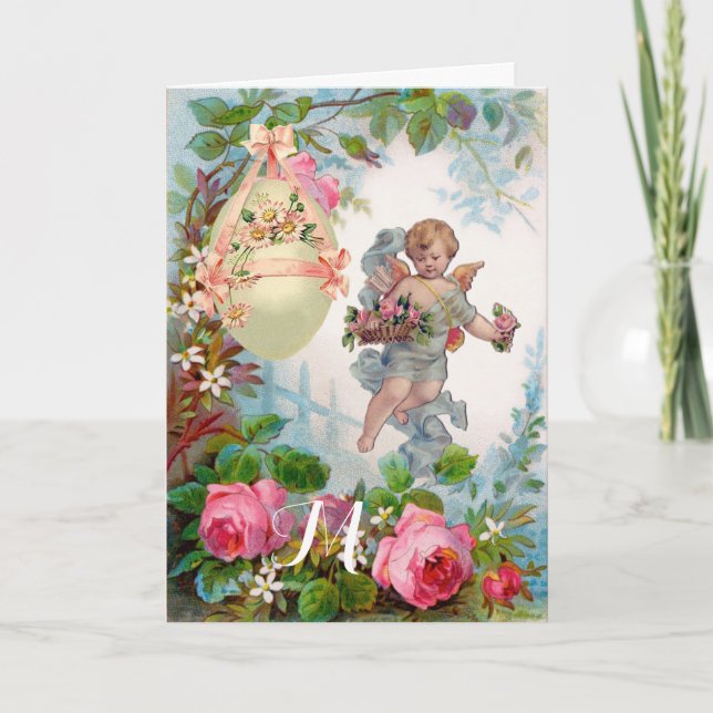 CARTES POUR FÊTES ANNUELLES ANGE ROMANTIQUE RASSEMBLANT ROSES ROSES ROSES ROSE (Devant)