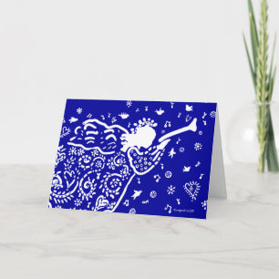 Cartes Pour Fêtes Annuelles Ange Trompette Bleu
