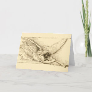 Cartes Pour Fêtes Annuelles Ange Vintage Avec Trompette Monotone