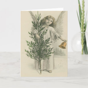 Cartes Pour Fêtes Annuelles Ange Vintage Sceau de neige paradisiaque