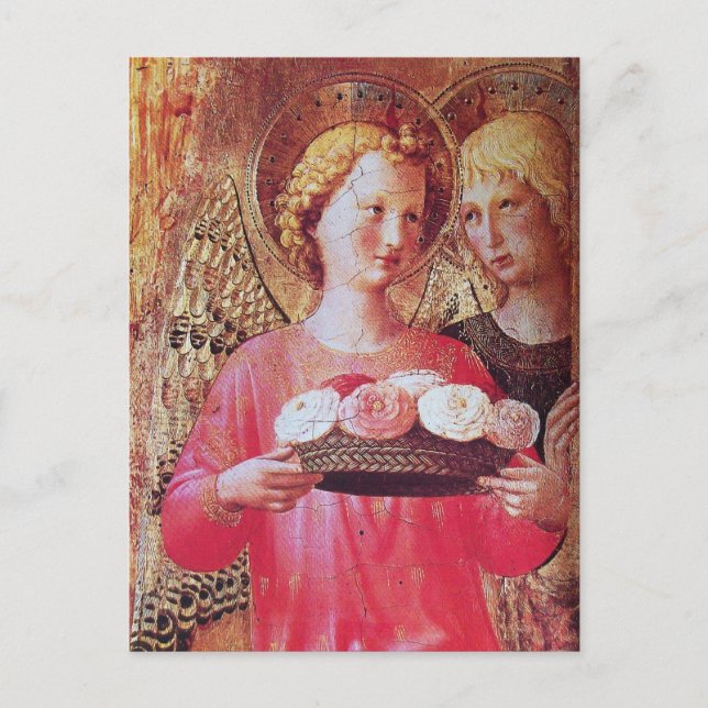 CARTES POUR FÊTES ANNUELLES ANGEL AVEC NOËL ROSE (Devant)