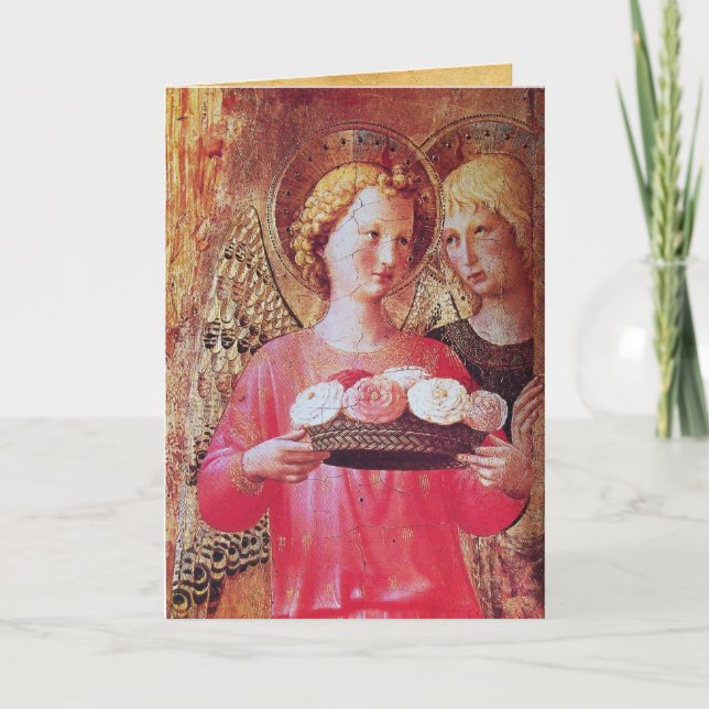 CARTES POUR FÊTES ANNUELLES ANGEL AVEC ROSES (Devant)