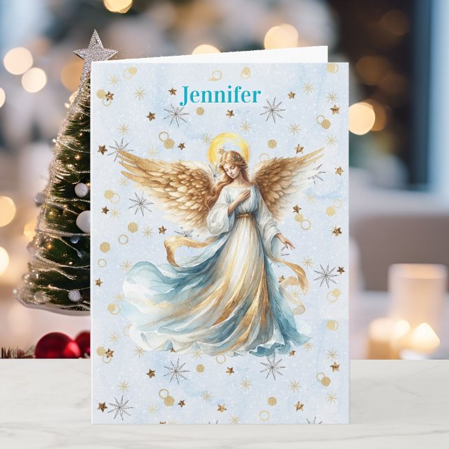 Cartes Pour Fêtes Annuelles Angel Christmas Blessing Add Signature Religious (Créateur téléchargé)