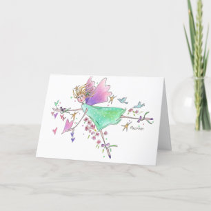 Cartes Pour Fêtes Annuelles Angel de danse gracieux en robe verte 