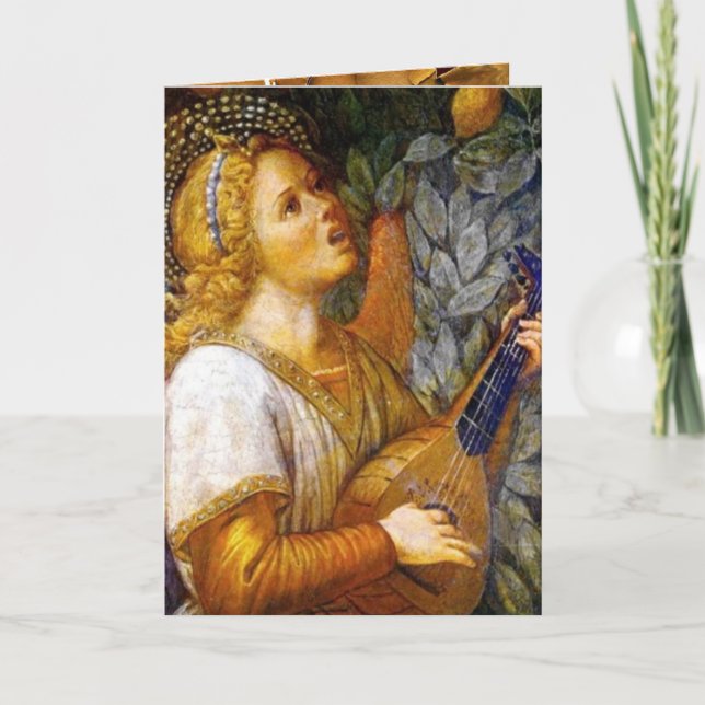 Cartes Pour Fêtes Annuelles ANGEL MUSICIEN, Parchemin (Devant)