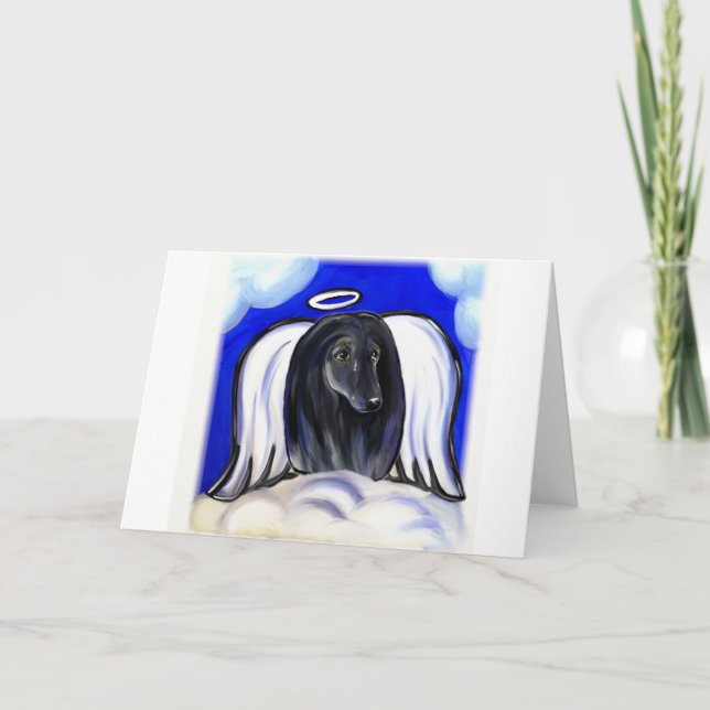 CARTES POUR FÊTES ANNUELLES ANGEL NOIR AFGHAN HOUND (Devant)