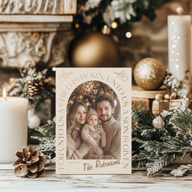 Cartes Pour Fêtes Annuelles Angel or et beige (elegance angel Christmas Card - 2 photos)
