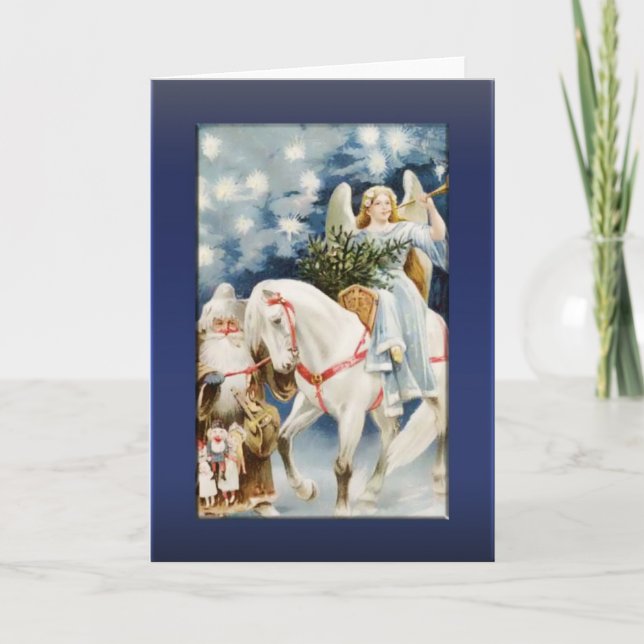 Cartes Pour Fêtes Annuelles Angel sur les salutations du cheval blanc (Devant)