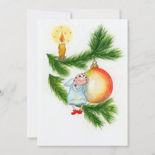 Cartes Pour Fêtes Annuelles Angel sur un arbre de Noël