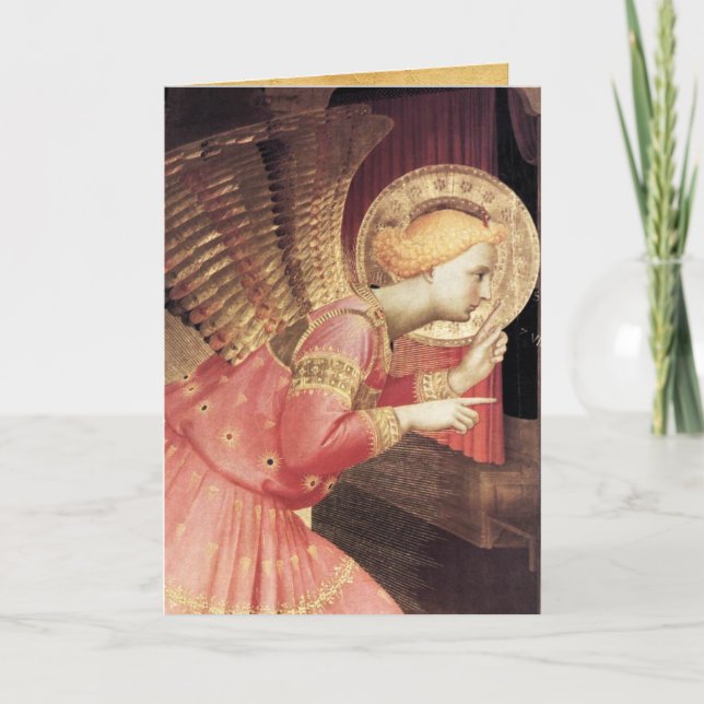 CARTES POUR FÊTES ANNUELLES ANGÉLE ANNONCIÉ EN OR ET ROSE (Devant)