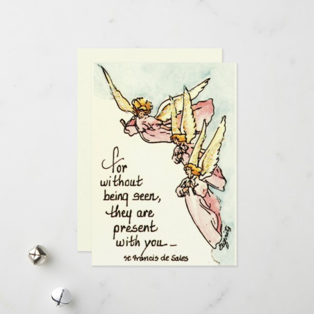 Cartes Pour Fêtes Annuelles Angels célestes avec un dessin de confort (Devant/Arrière en situation)