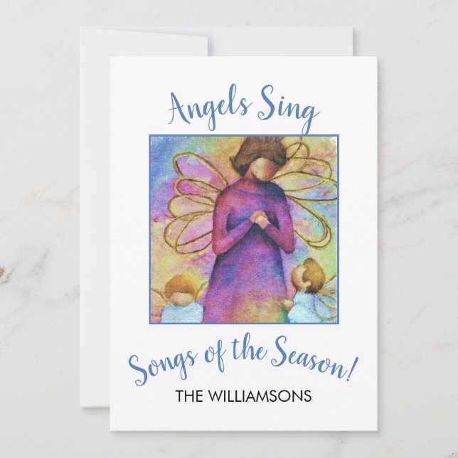 CARTES POUR FÊTES ANNUELLES ANGELS CHANTER NOËL (Devant)