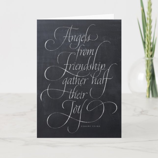 Cartes Pour Fêtes Annuelles Angels et Citation d'amitié Chalkboard Calligraphi (Devant)
