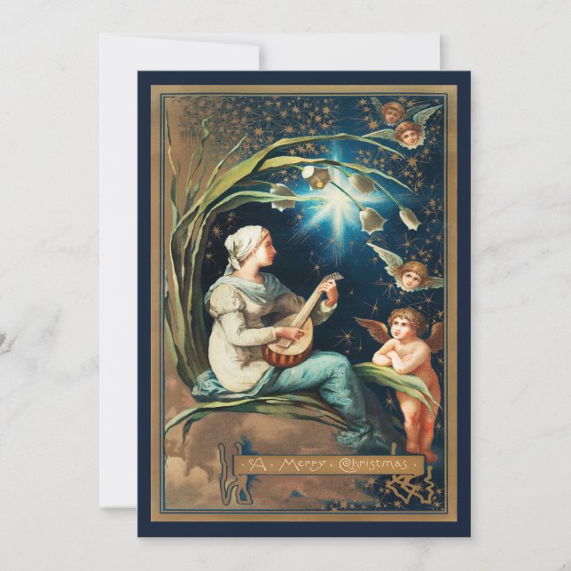 Cartes Pour Fêtes Annuelles Angels Wishing Merry Christmas Holiday Card (Devant)