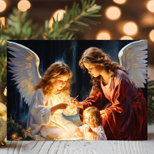 Cartes Pour Fêtes Annuelles Anges avec l'Enfant Jésus Nativité Noël