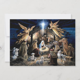 Cartes Pour Fêtes Annuelles anges de la scène de la Nativité de Noël