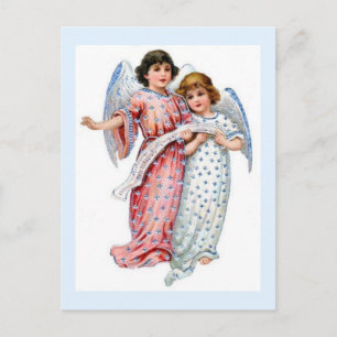 Cartes Pour Fêtes Annuelles Anges De Noël En Rose Et Bleu