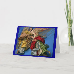 Cartes Pour Fêtes Annuelles Anges de Noël Vintage Bleu Victorien