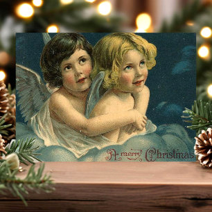 Cartes Pour Fêtes Annuelles Anges Un Joyeux Noël Vintage