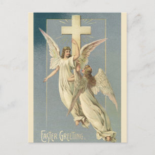 Cartes Pour Fêtes Annuelles Anges victoriens avec Croix, Pâques Vintages