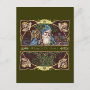 Cartes Pour Fêtes Annuelles Anges victoriens de Noël Bleu Art Vintage de Noël