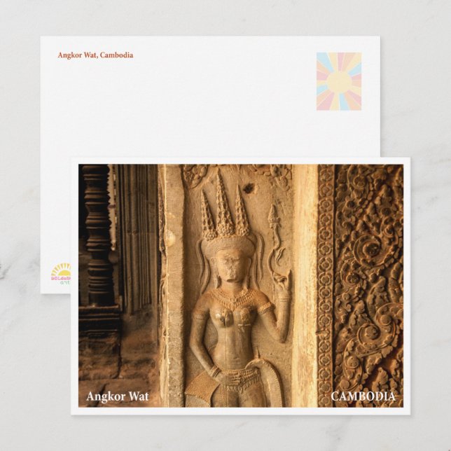 Cartes Pour Fêtes Annuelles Angkor Wat Architecture Detail Postcard (Devant / Derrière)