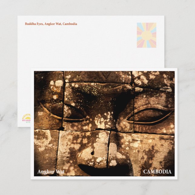 Cartes Pour Fêtes Annuelles Angkor Wat Buddha Eyes Siem Reap Postcard (Devant / Derrière)