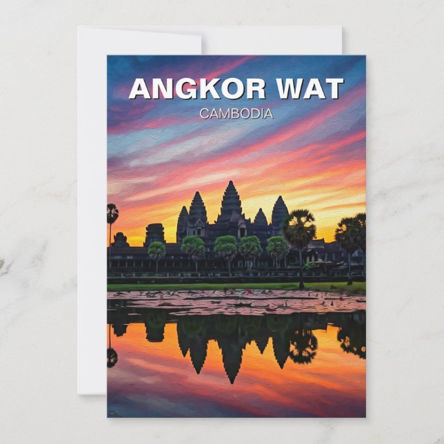 Cartes Pour Fêtes Annuelles Angkor Wat Cambodia Sunset (Devant)