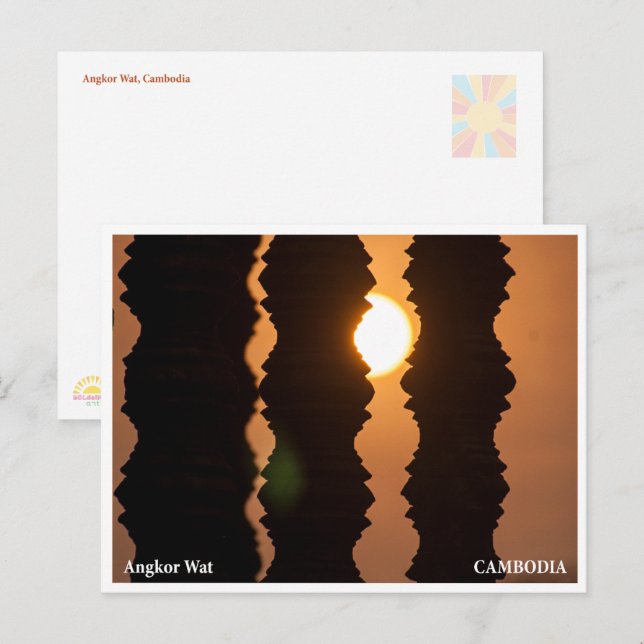 Cartes Pour Fêtes Annuelles Angkor Wat Sunrise – Art Travel Postcard (Devant / Derrière)