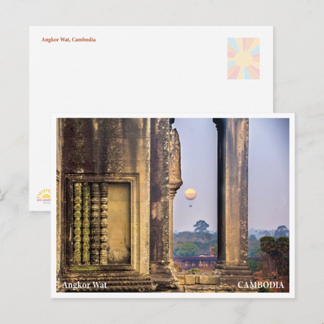 Cartes Pour Fêtes Annuelles Angkor Wat Sunrise Balloon – Postcard (Devant / Derrière)