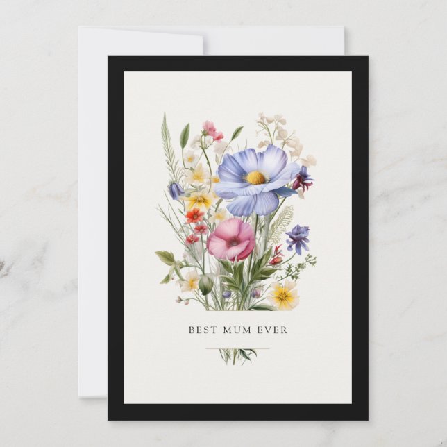 Cartes Pour Fêtes Annuelles Anglais Bouquet de jardin Meilleure maman Jour des (Devant)